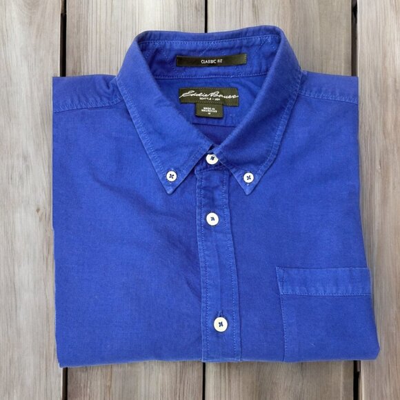 Eddie Bauer Classic Fit Cerulean Cotton‎ Button Down Long Sleeve Shirt - Picture 1 of 10